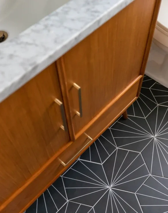 Bathroom Remodel Madison WI Black Hex Tile