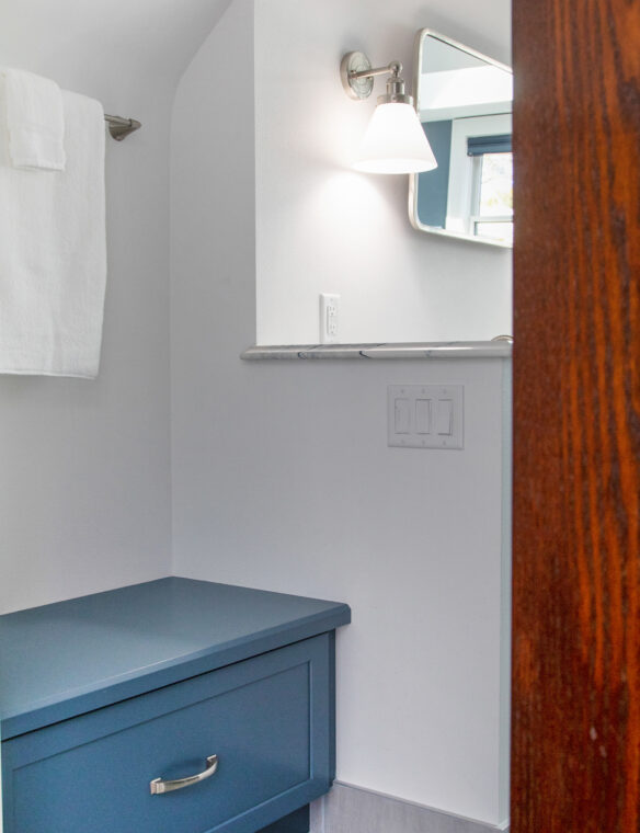 Bathroom Remodel Madison Smokey Blue Bathroom Bench