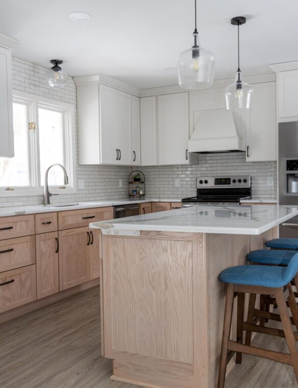 Kitchen Remodel Madison Oak Pampas Base Cabinets