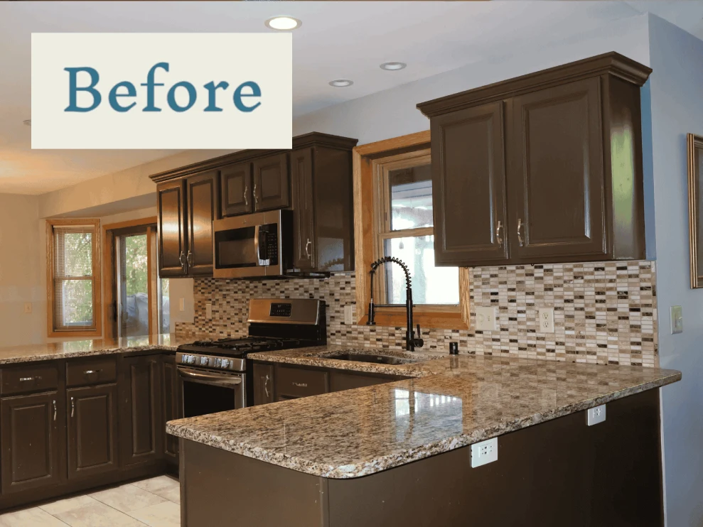 Before image of a kitchen remodel showcasing significant design and layout improvements.