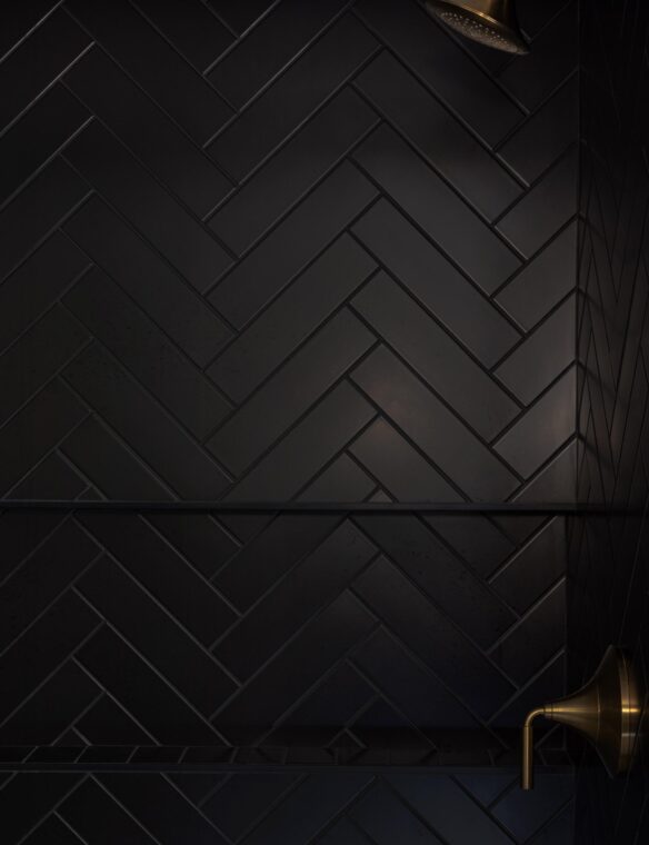 Basement Bathroom Remodel DeForest Black Subway Tile