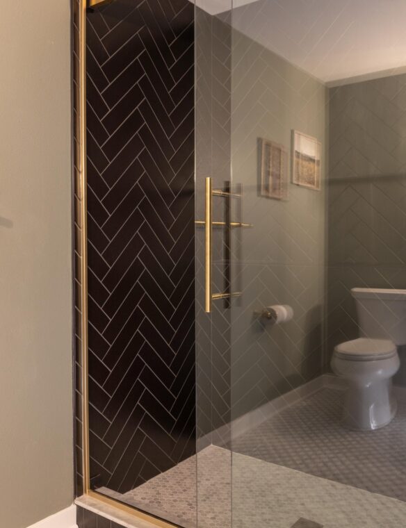 Basement Bathroom Remodel DeForest Frameless Glass Door