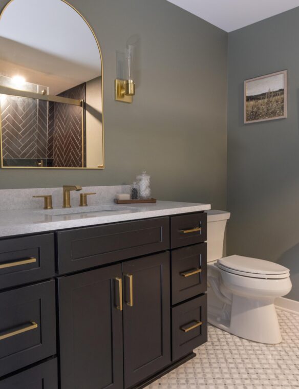 Basement Bathroom Remodel DeForest Satori Flower Tile