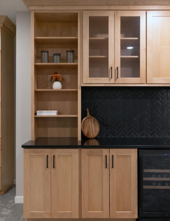 Basement Remodel DeForest Bar Open Shelving