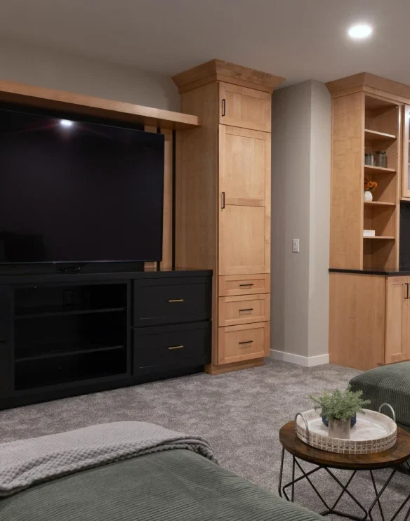 Basement Remodel DeForest Legend Black Drawers