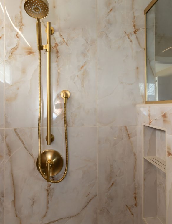 Madison Bathroom Remodel Brass Shower Fixture Detail 35